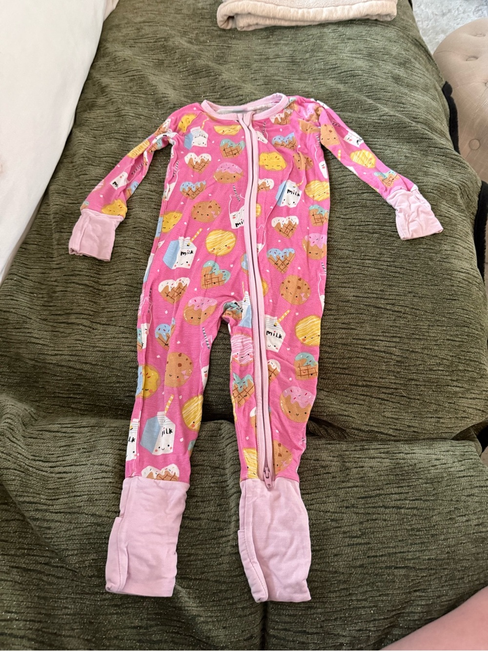 Little Sleepies Pink Cookie & Milk Print
